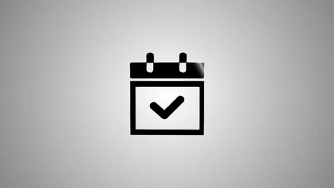 Animated calendar with checkmark, a flat black icon on a gray background, r.. Stock Footage 346490840