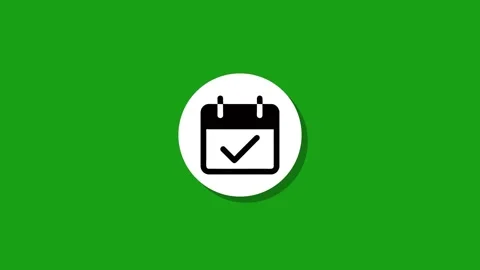 Animated calendar checkmark icon dynamically appearing inside white circle .. Stock Footage 327762665