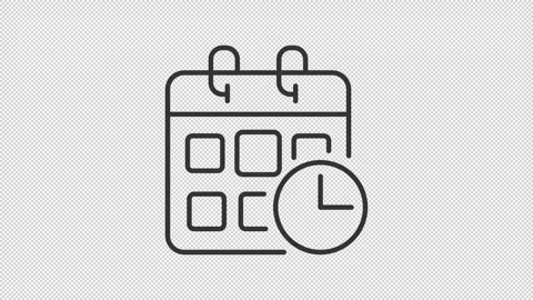 Animated calendar with clock outline icon Stock Footage 344172363