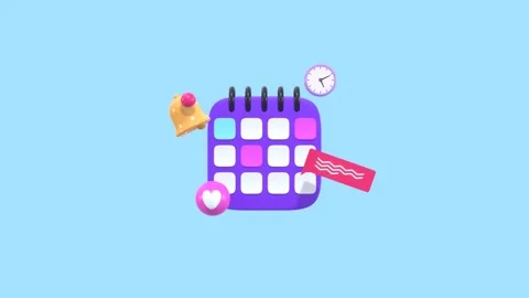 Animated Calendar With Clock, Speech bubble, Notification Bell And Like Icon. 動画素材 293602082