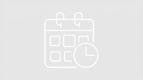 Animated calendar with clock white line icon Stock Footage 346718609