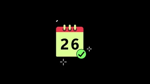 Animated calendar date 26, date icon Video stock 300639827
