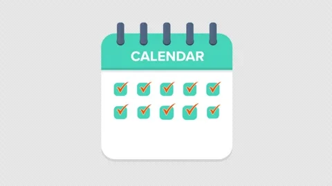 Animated Calendar with Dates and Checkmarks Video stock 345836894