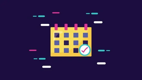 Animated calendar icon with check mark for business scheduling and time man.. Stock Footage 333720934