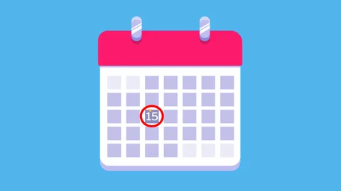 Animated calendar showing a payment date on the 15th with floating dollar coi Stock Footage 313376625