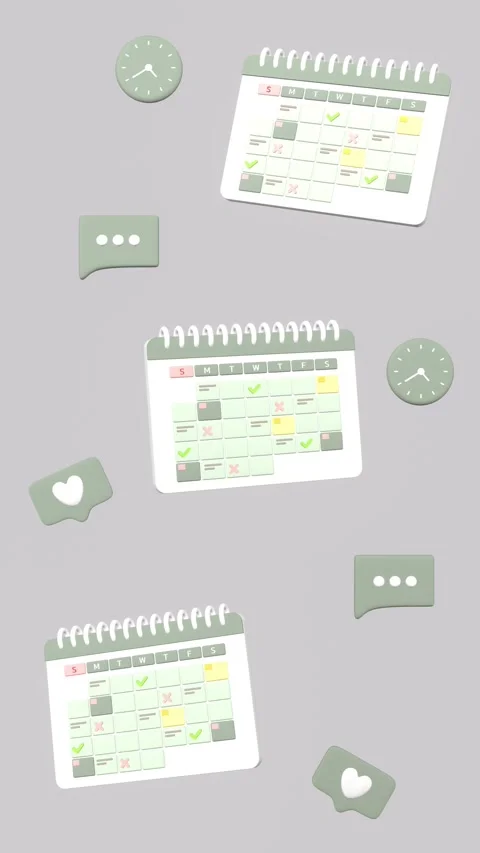 Animated Calendar With Speech Bubble, Clock And Like Icon In Vertical Video. 動画素材 276301225