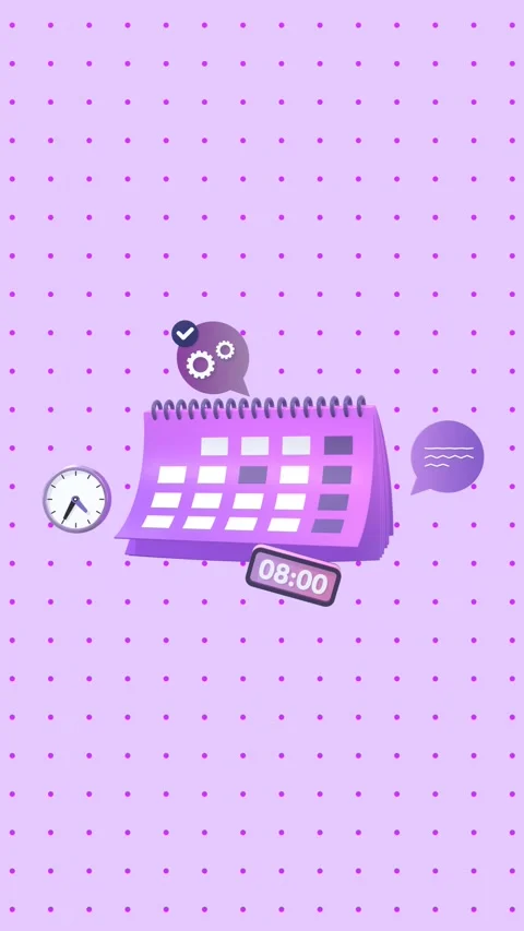 Animated Calendar With Speech Bubbles And Clocks In Vertical Video Format. Stock Footage 310918627