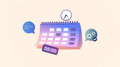 Animated Calendar With Speech Bubbles And Clocks. Daily Activity Concepts. Stock Footage 310918629