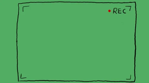 Animated Camera Frame with REC Text. Hand-Drawn Viewfinder Effect on Green Scree Video stock 317464854