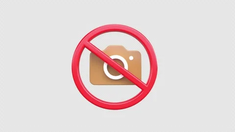 Animated a camera icon crossed by a red prohibition sign, indicating a phot.. Stock Footage 307476939