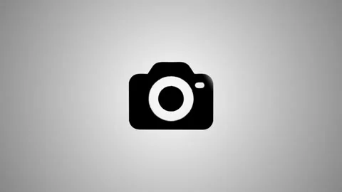 Animated camera icon zoom out reveal and subtle animation on grey backgroun.. Stock Footage 346491374