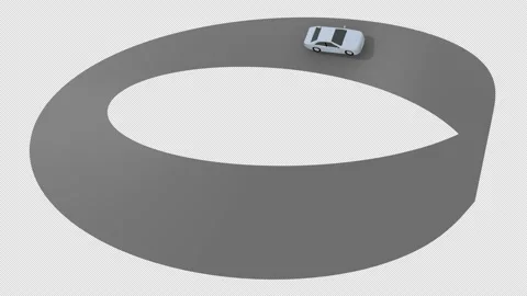 Animated car driving on mobius strip Stockbeeldmateriaal 141421966