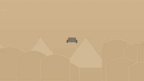 Animated car driving over sand dunes in desert stock footage Stock Footage 345344261