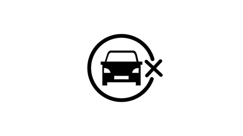 Animated car icon in progress circle and then stopped with cross symbol on .. Stock Footage 346497737
