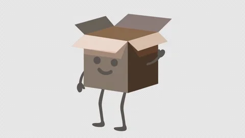 Animated cardboard box character walking and waving Stock Footage 332241933