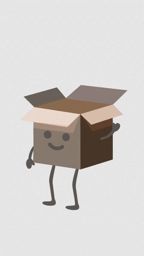 Animated cardboard box character walking and waving Stock Footage 332241935