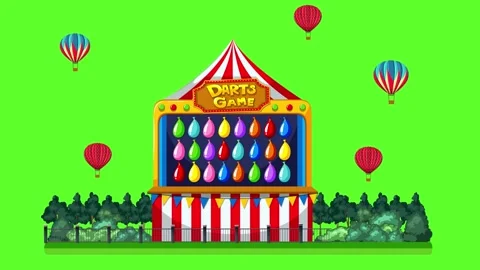 Animated Carnival Darts Game Booth with Balloons Stock Footage 330512125