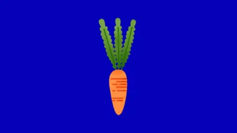 Animated Carrot Vegetable on Blue Screen Видео 345096542