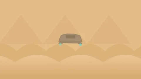 Animated cart driving through desert landscape 4K stock video Stock Footage 345344895