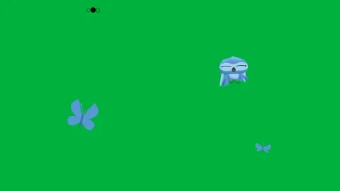 Animated cartoon 2d characters blue bird butterfly grass and cloud. Stock Footage 310122838