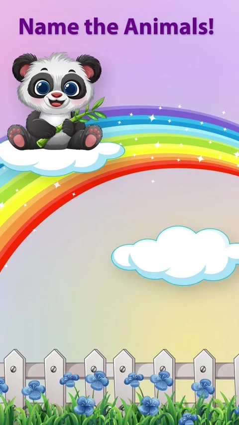 Animated Cartoon Animals Floating on Clouds with Rainbow Background Stock Footage 345208329