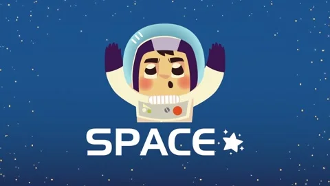Animated cartoon astronaut character floating in outer space against a dark.. Stock-Footage 338422261