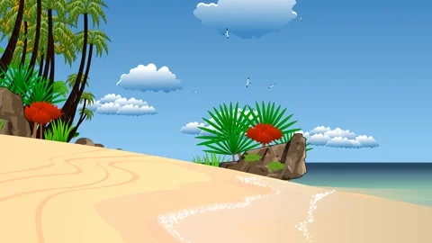 Animated Cartoon Beach Scene Stock Footage 278340515