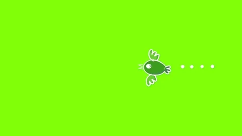 Animated cartoon birds flying across bright green background with small white 스톡 동영상 346121253