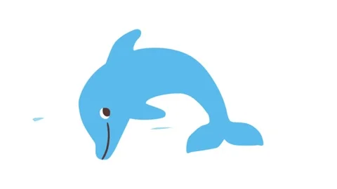 Animated cartoon blue dolphin jumping with splash Stock Footage 320286908