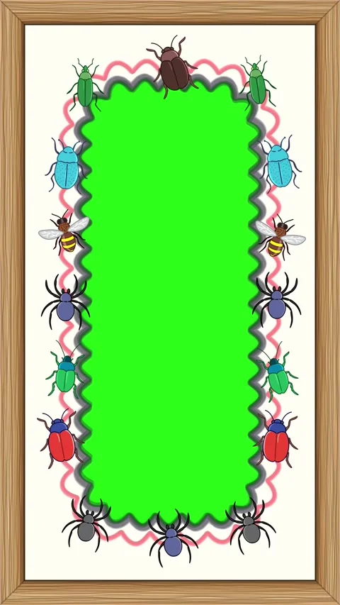 Animated Cartoon Bug Frame with Green Screen Copy Space Stock Footage 345311357