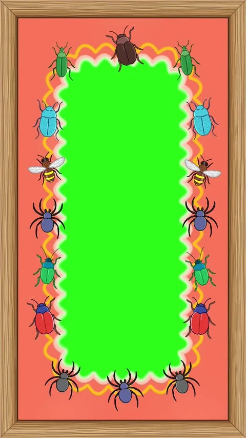 Animated Cartoon Bug Frame with Green Screen Copy Space Stock Footage 345705386