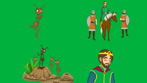 Animated cartoon bugs 2d on green screen with chroma key featuring ant. Stock Footage 310121911