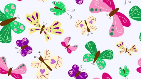Animated Cartoon Butterfly Pattern, Scrolling Seamless Loop Background Vídeo Stock 331026687