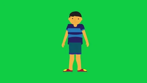 Animated cartoon character pointing left loop Stock Footage 306057756
