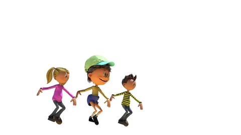 animated cartoon children running on a w... | Stock Video | Pond5