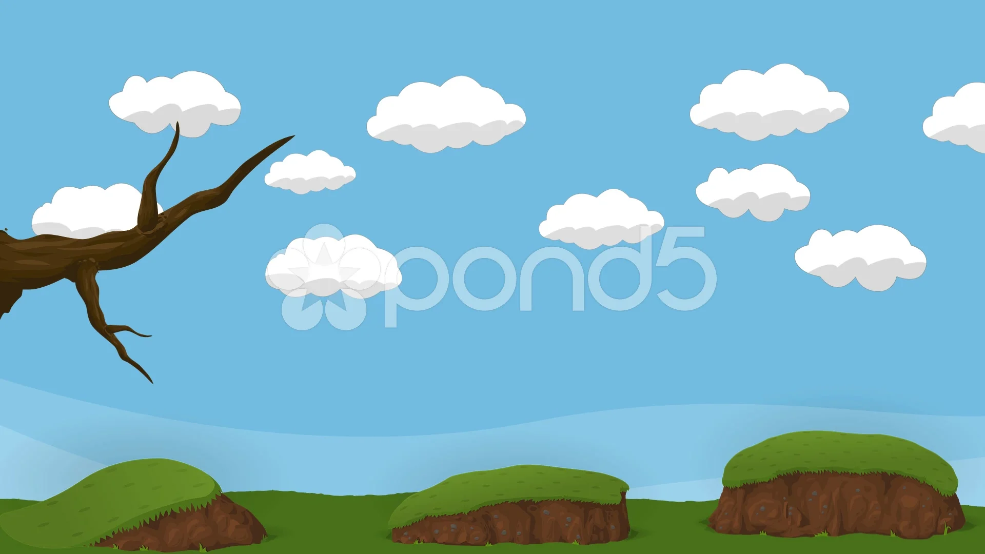 Animated Cartoon Cloudy Sky with Tree an... | Stock Video | Pond5