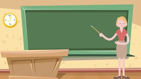 Animated cartoon design of teacher while teaching at school. Stock Footage 146568680