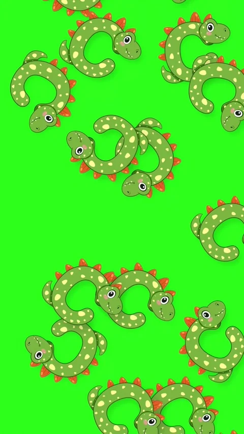 Animated Cartoon Dinosaurs Falling Downward on a Green Screen Background Stock Footage 342721791