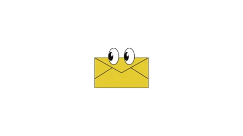 Animated cartoon envelope character blinking and looking around Stock Footage 340523118