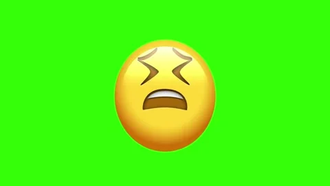 Animated cartoon face with dizzy expression on green screen background Stock Footage 329405902