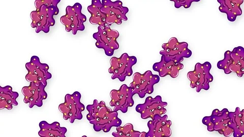 Animated Cartoon Germs and Bacteria Falling Against a White Background Stock Footage 340195184