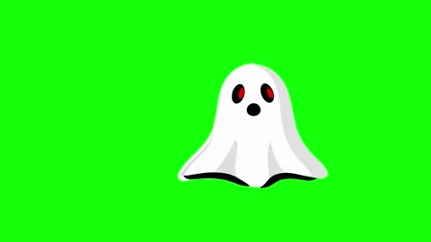 Animated Cartoon Ghost Character on Green Screen Stock Footage 331050127