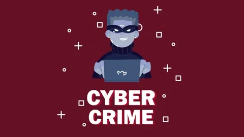 Animated cartoon hacker character working on laptop computer against dark r.. 스톡 동영상 338316736