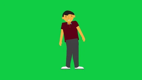 Animated cartoon left eye close Reaction with Smile and pose Loop animation Stock Footage 309771797