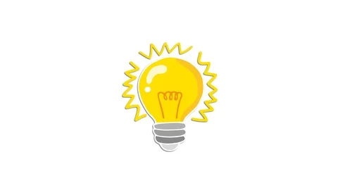 Animated cartoon lightbulb loop invention or idea concept Stock Footage 97433114
