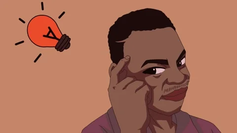 Animated cartoon man thinking and having a bright idea against a solid 스톡 동영상 346127804