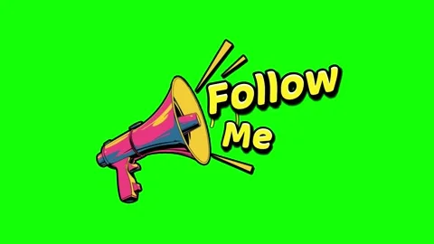 Animated cartoon megaphone icon displaying follow me text on green screen with 스톡 동영상 344715202