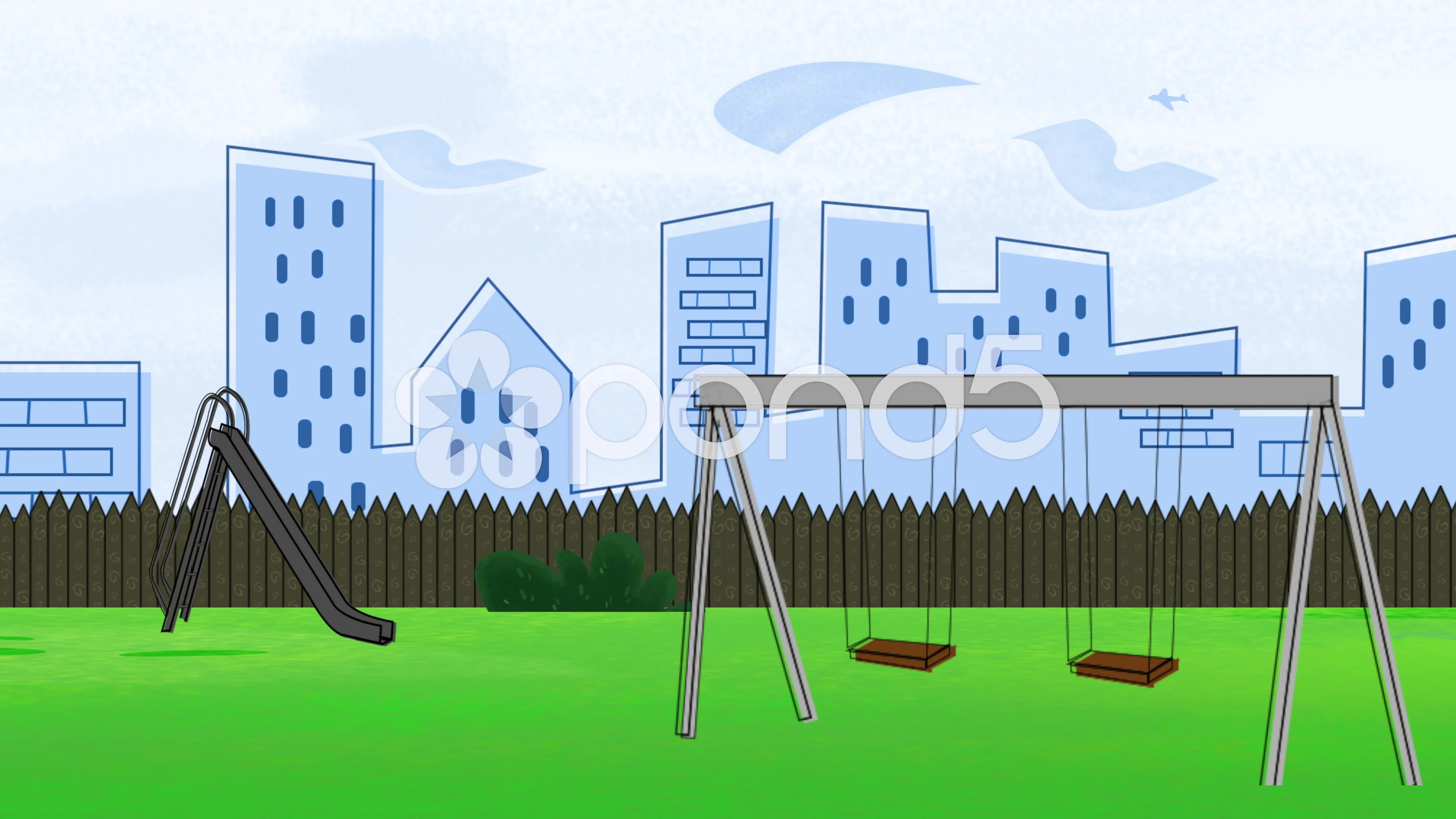 Animated cartoon of a playground swing s... | Stock Video | Pond5