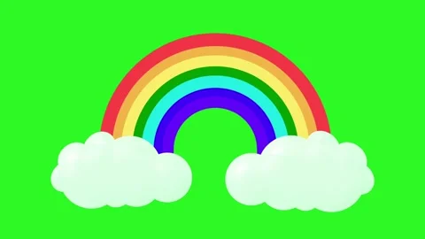 Animated cartoon rainbow appearing between two white clouds. Stock Footage 317939151