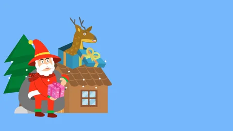 Animated cartoon santa claus with a bag ... | Stock Video | Pond5